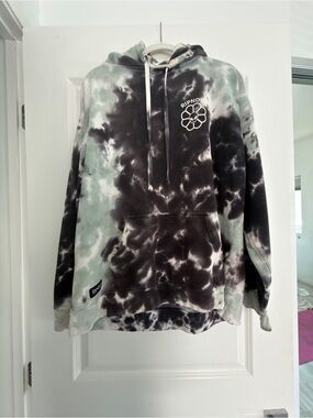 Ripndip Black & Sage Tie-Dye Crewneck Hoodie - Floral Chest Logo